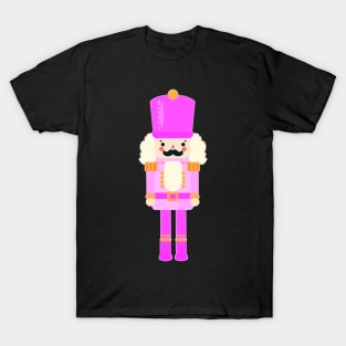 Pink on Pink Christmas Nutcracker Toy Soldier Graphic Art - Black Background T-Shirt